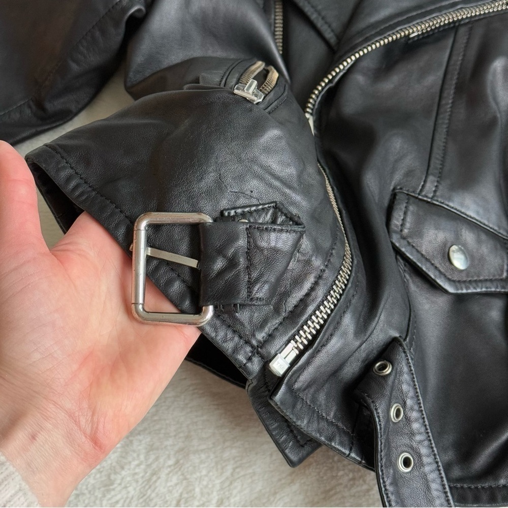 IRO Leather Black Moto Long Sleeve Jacket IT34 US XS (0-2) - Picture 10 of 13
